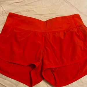 Red/Orange Lululemon Sz 4 Speed Up Shorts